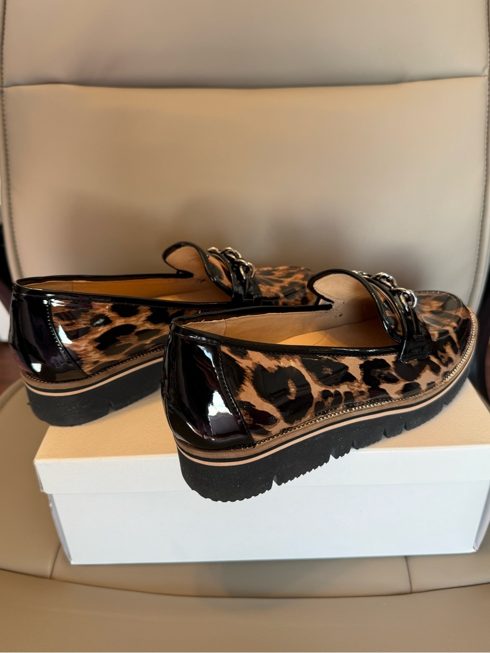 Alex Marie Leopard Patent Loafers in Brown and Black - Picture 7 of 10